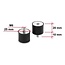 Delock Vibration Damper M6 x 1 mm D 25 x H 20 mm with internal and external thread 4 pieces black
