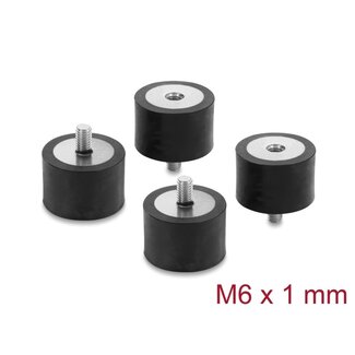 DeLOCK Delock Vibration Damper M6 x 1 mm D 30 x H 20 mm with internal and external thread 4 pieces black