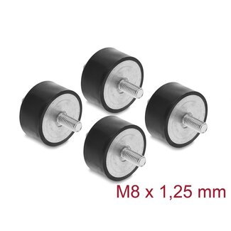 DeLOCK Delock Vibrationsdämpfer M8 x 1,25 mm D 40 x H 20 mm mit 2 x Außengewinde 4 Stück schwarz