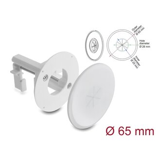 DeLOCK Delock Silicone Cable Bushing round Ø 65 mm for wall mounting / desktop mounting white