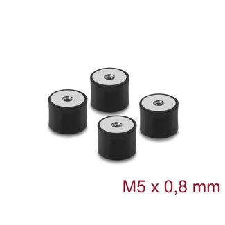 DeLOCK Delock Vibration Damper M5 x 0.8 mm D 20 x H 15 mm with 2 x internal thread 4 pieces black