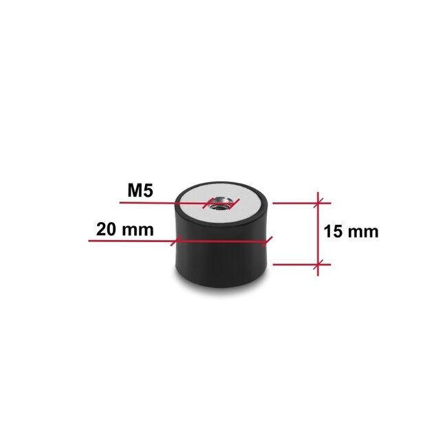 Delock Vibration Damper M5 x 0.8 mm D 20 x H 15 mm with 2 x internal thread 4 pieces black