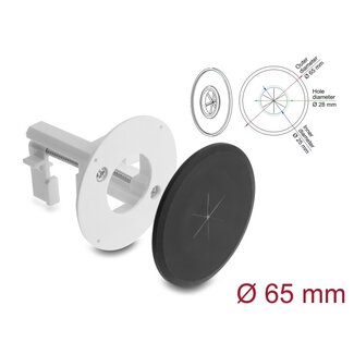 DeLOCK Delock Silicone Cable Bushing round Ø 65 mm for wall mounting / desktop mounting white / black