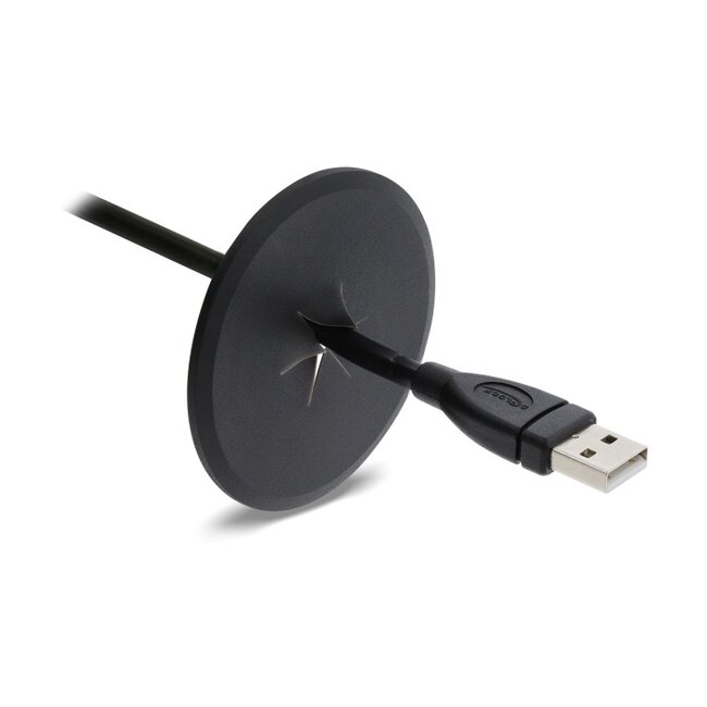 Delock Silicone Cable Bushing round Ø 65 mm for wall mounting / desktop mounting white / black