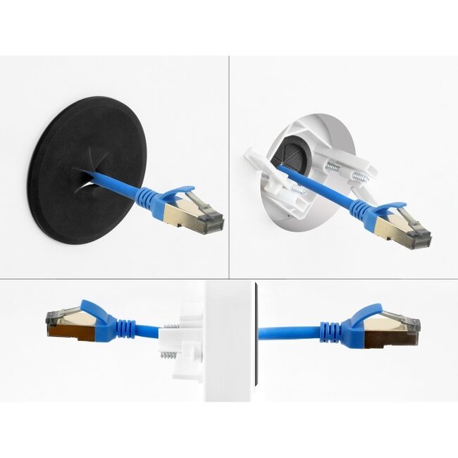Delock Silicone Cable Bushing round Ø 65 mm for wall mounting / desktop mounting white / black