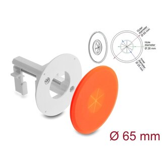 DeLOCK Delock Silicone Cable Bushing round Ø 65 mm for wall mounting / desktop mounting white / orange
