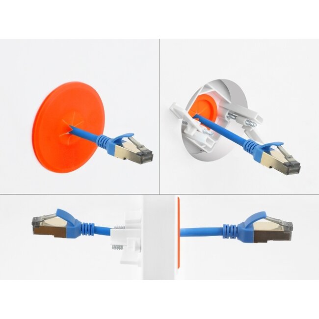 Delock Silicone Cable Bushing round Ø 65 mm for wall mounting / desktop mounting white / orange