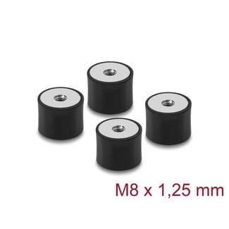 DeLOCK Delock Vibration Damper M8 x 1.25 mm D 30 x H 20 mm with 2 x internal thread 4 pieces black