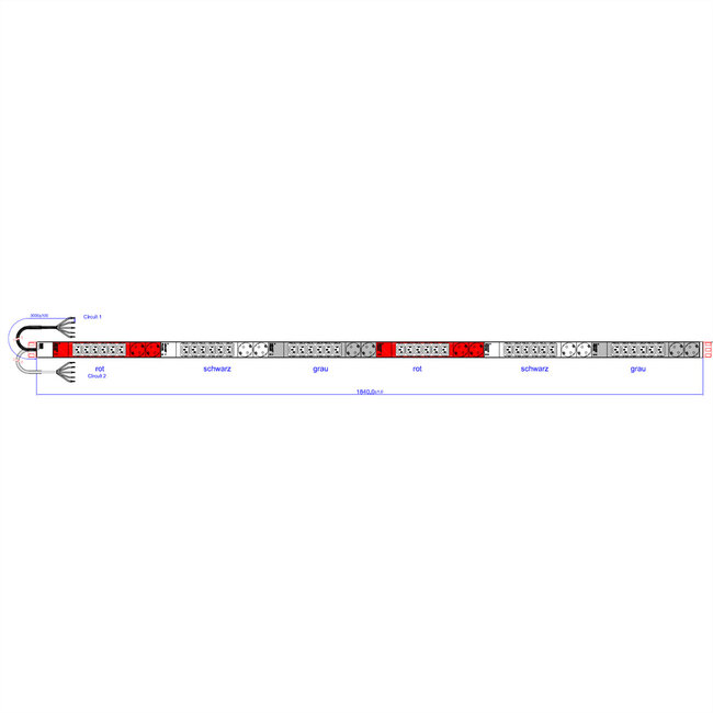 BACHMANN IT PDU ALU 0HE 36x C13 12x geaard contact, vaste aansluiting 2x 3x 32A