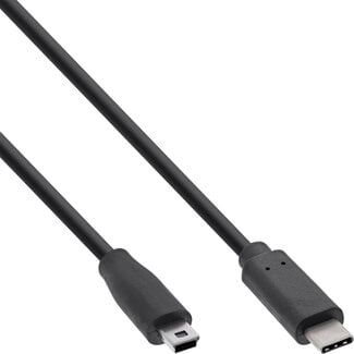 InLine InLine® USB 2.0-kabel, USB-C-stekker naar Mini-B-stekker, zwart, 1,5m