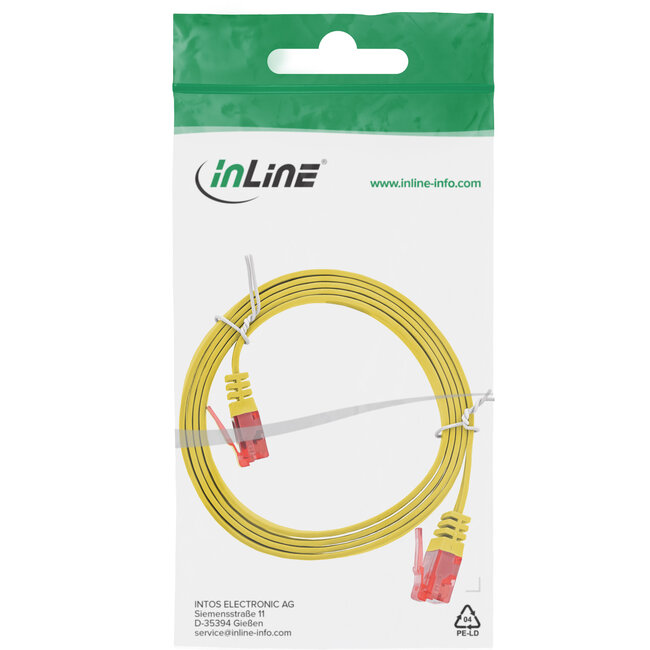 InLine® Patchkabel plat, U/UTP, Cat.6, geel, 1m