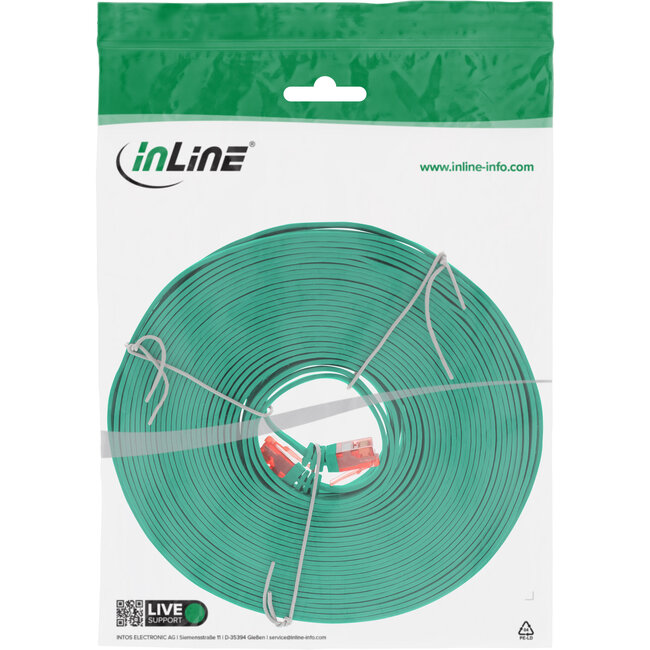 InLine® Patchkabel plat, U/UTP, Cat.6, groen, 10m