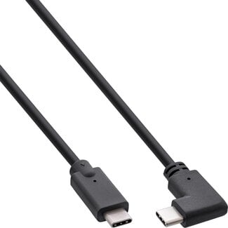 InLine InLine® USB-C kabel, schuin, USB 3.2 Gen.2x2, 20Gb/s, 100W, zwart, 0,3m