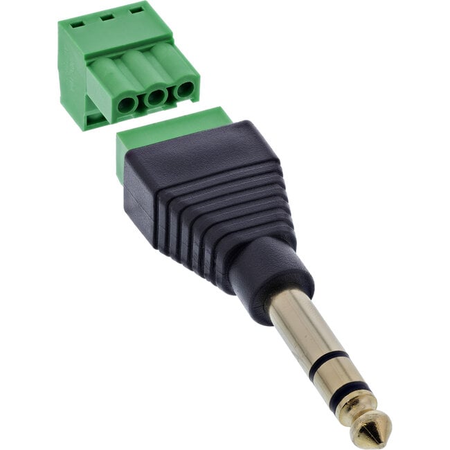 InLine® 6,35 mm stereo-stekker naar aansluitblok, stereo, 3-polig