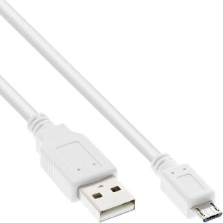InLine InLine® Micro-USB 2.0 kabel, USB-A stekker naar Micro-B stekker, wit, 1,8m