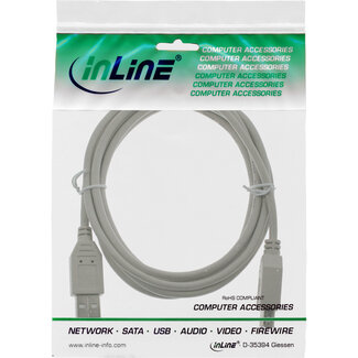 InLine InLine® USB 2.0-verlengkabel, stekker/contactdoos, type A, beige, 3m