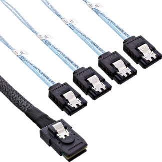 InLine InLine® SAS verbindingskabel, Mini SAS SFF8087 naar 4x SATA,crossover,OCF, 0,75m
