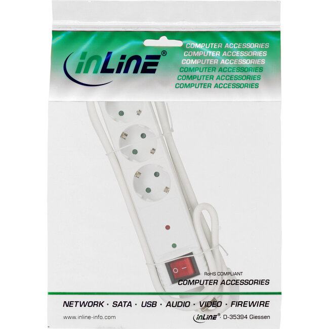 InLine® contactdoos, 3-voudig aardingscontact, ÜSS, wit
