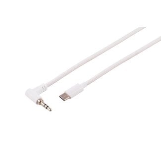 S-Impuls USB-C Audiokabel, 3.5mm Winkel Stecker, TRS, weiß, 2m