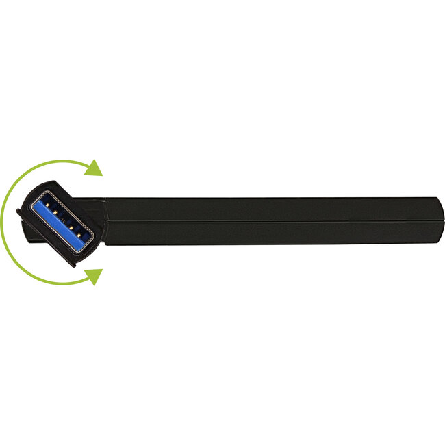 InLine® 180 Twist Hub USB 3.0, 4 poorten, draaibaar, zwart