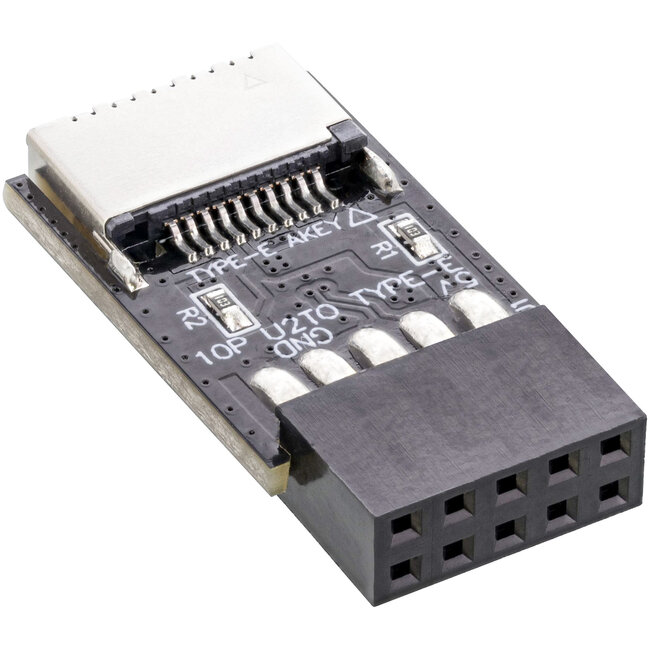 InLine® USB 2.0 naar USB 3.2 Type-E Key-A adapter intern