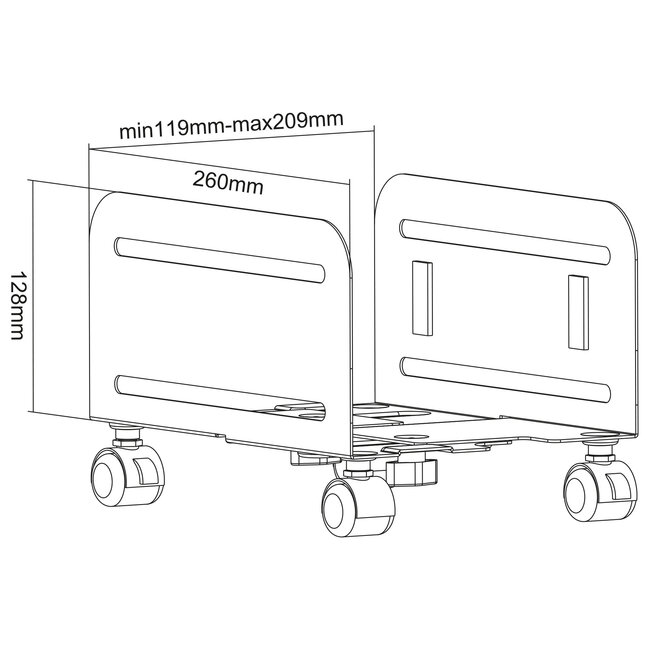 InLine® PC trolley, rolhulp voor computerkasten, max 10kg, zwart