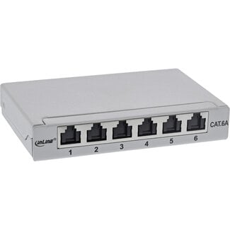 InLine InLine® Patchpaneel Cat.6A 0,5U 6-voudig, tafel/wand/rail, grijs,stofbescherming