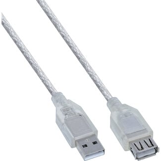 InLine InLine® USB 2.0 verlengkabel, man/vrouw, type A, transparant, 2m