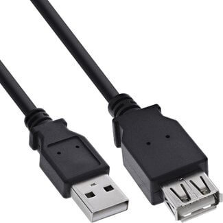 InLine InLine® USB 2.0-verlengkabel, stekker/contactdoos, type A, zwart, 2m