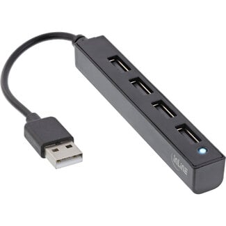InLine InLine® USB 2.0 4-poorts hub, USB-A male naar 4x USB-A female, kabel 15cm