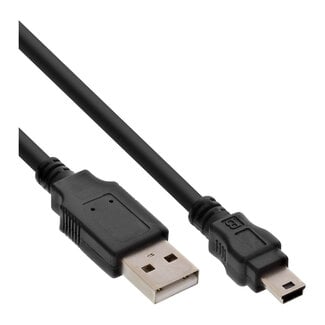 InLine InLine® USB 2.0-minikabel, USB A male naar Mini-B male 5-pin, zwart, 0,3m