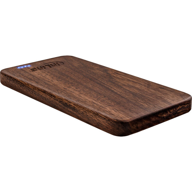 InLine® houtplaat, USB powerbank 5.000mAh, met LED-display, echt hout, walnoot