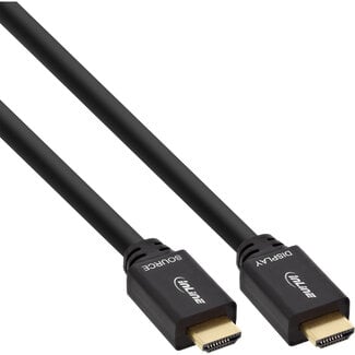 InLine InLine® HDMI High Speed kabel met ethernet, male / male, actief, zwart/goud, 30m