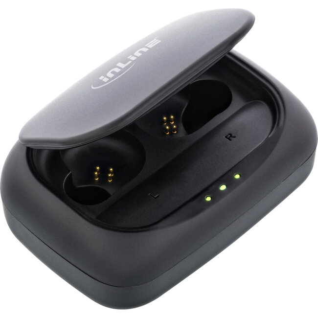 InLine® PURE Air TWS, Bluetooth-hoofdtelefoon met TWS, met Qi-Case PowerBank