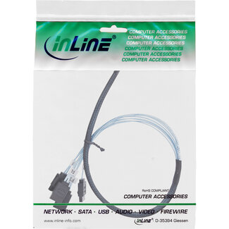 InLine InLine® Slim SAS-kabel, SFF-8654 naar 4x SATA 7-pins, 12Gb/s, 0,5m