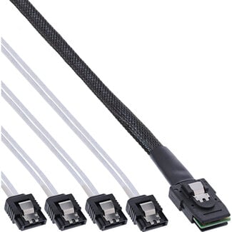 InLine InLine® SAS verbindingskabel, Mini-SAS SFF-8087 naar 4x SATA, 1:1, OCR, 0,75m