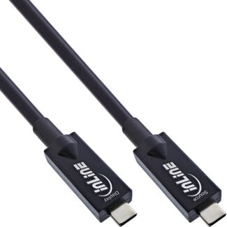 InLine InLine® USB 3.2 Gen.2 AOC-kabel, USB-C male / male, zwart, 15m