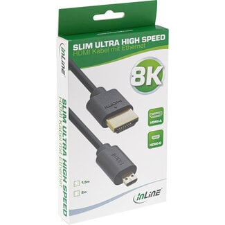 InLine InLine® Slim Ultra High Speed HDMI kabel, 8K4K, A male / D male (Micro), 2m