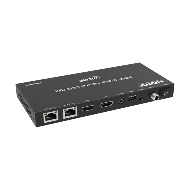 InLine® Video Splitter/Extender, 1x2, Cat.6, HDMI 4K/30Hz, Kit, incl ontvangers
