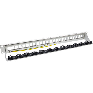 InLine InLine® patchpaneel 24-voudig, Keystone leeg patchpaneel, 19", 1U, lichtgrijs