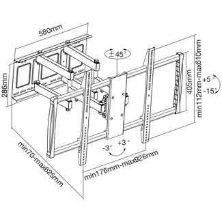 InLine InLine® Muurbeugel, voor TFT/LCD/LED/Plasma 152-254cm (60-100"), max. 80kg