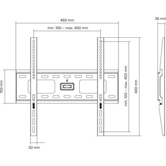 InLine InLine® Muurbevestiging voor beeldschermen, 81-140cm (32-55"), max. 75kg