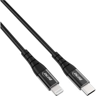 InLine InLine® USB-C Lightning-kabel, voor iPad, iPhone, iPod, zwart/alum. 2m MFi-certi
