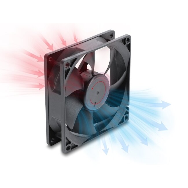 Delock Axial Fan 48 V DC, 92 x 92 x 25 mm with 4 pin PWM fan connector female black