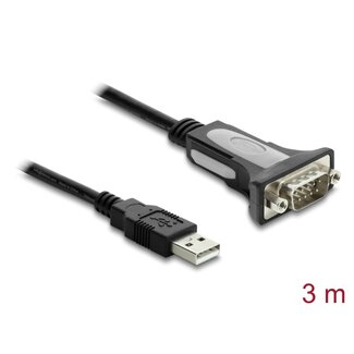 DeLOCK Delock Adapter USB 2.0 Type-A to 1 x Serial RS-232 D-Sub 9 pin male with nuts 3 m
