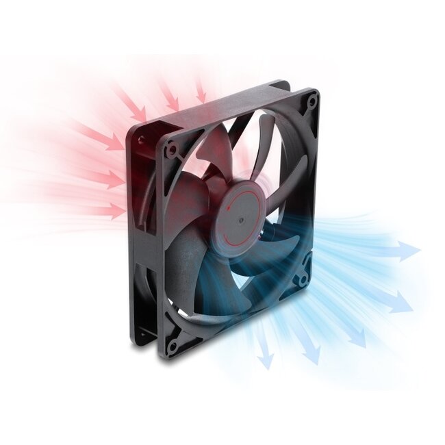 Delock Axial Fan 48 V DC, 120 x 120 x 25 mm with 2 pin fan connector female black