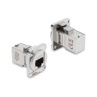 DeLOCK Delock D-Type Module RJ45 jack to jack 90° angled Cat.6A silver