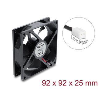 DeLOCK Delock Axial Fan 48 V DC, 92 x 92 x 25 mm with 2 pin fan connector female black