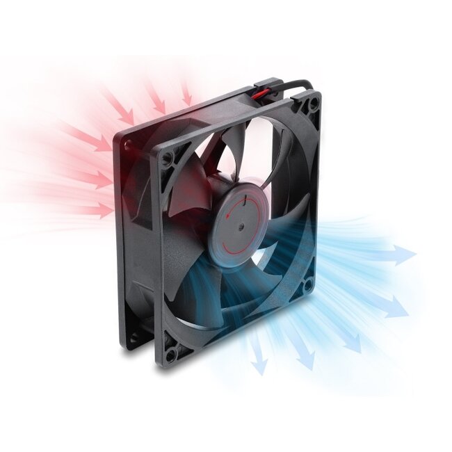 Delock Axial Fan 48 V DC, 92 x 92 x 25 mm with 2 pin fan connector female black