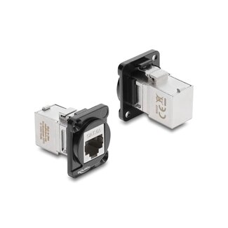 DeLOCK Delock D-Type Module RJ45 jack to jack 90° angled Cat.6A black / silver